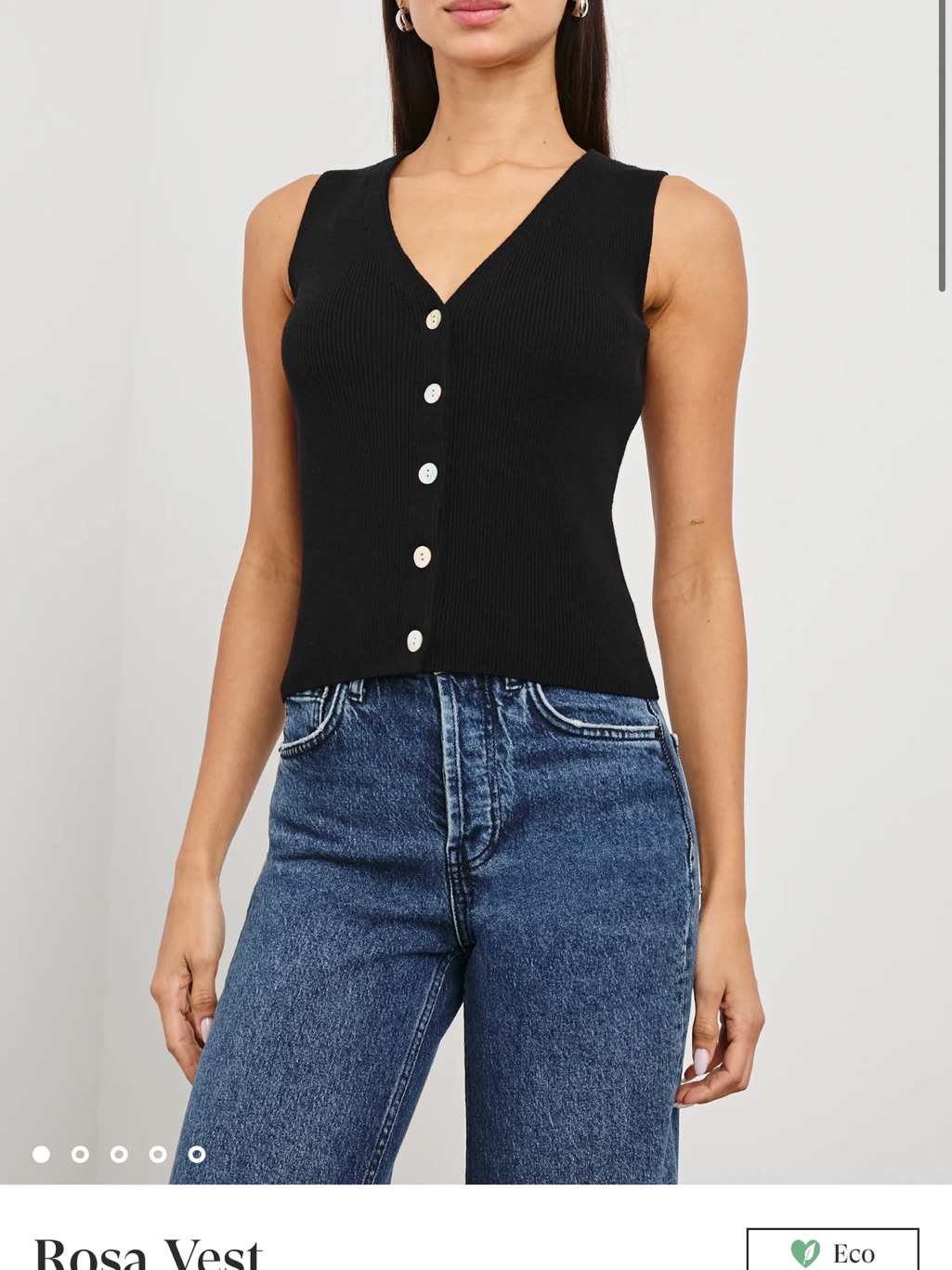 Rails Nwt Small Black Sleeveless Vneck Button Front Ribbed Vest